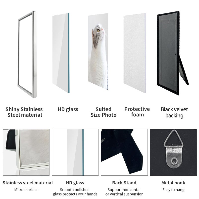 DECANIT 3.5x5 Picture Frame Metal, Thin Profile Photo Frame 3.5 by 5 Inch, Display for Wall or Tabletop,Silver - Image 3
